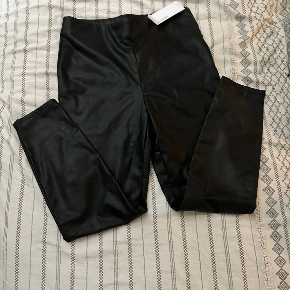 JustFab black Faux Leather Pants